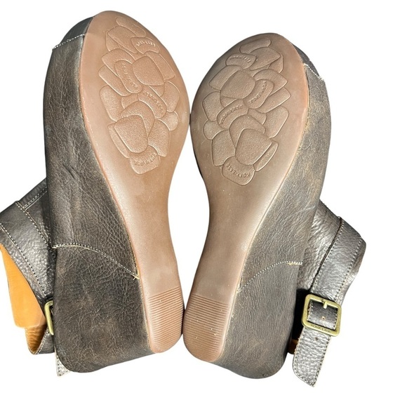 Kork-Ease Berit Brown Leather Platform Wedge Peep-toe Sandals Size 9M - Picture 7 of 13